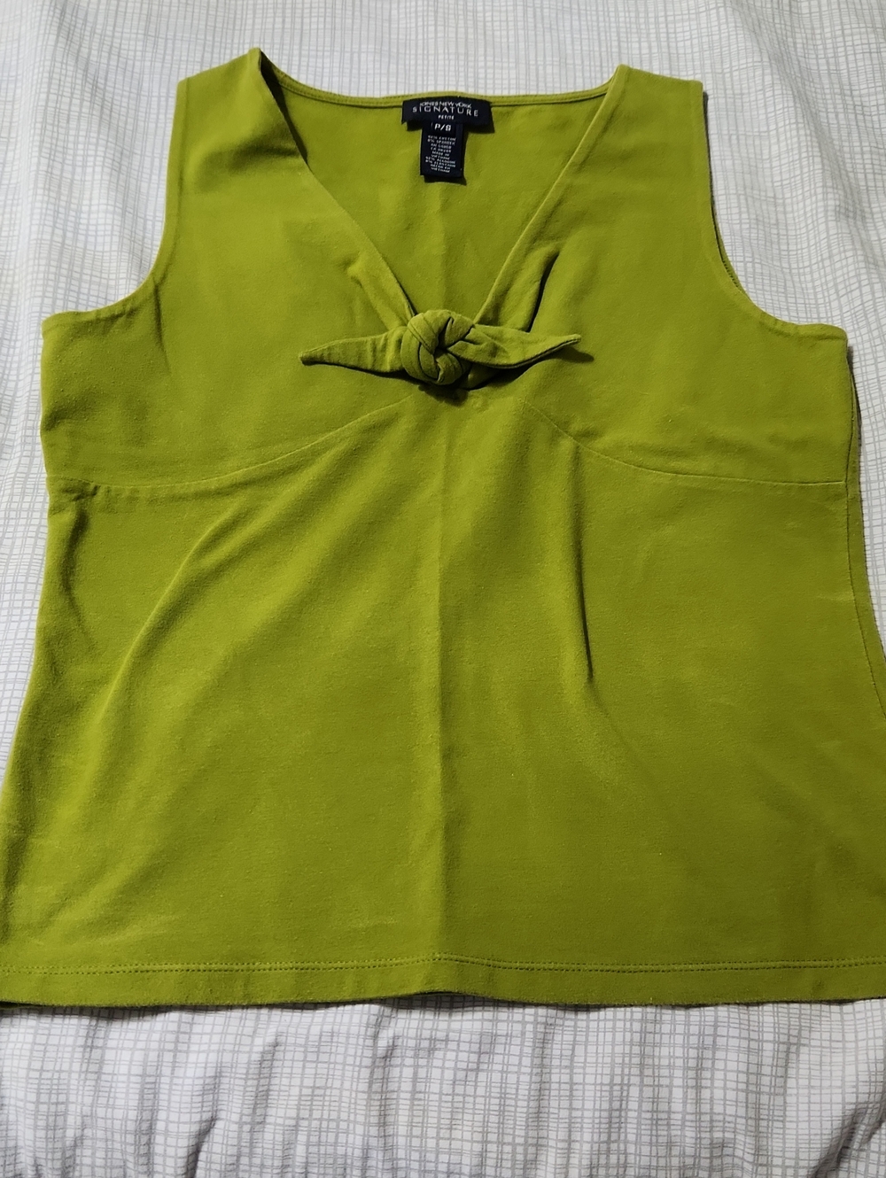 Jones New York Lime Green Knot-Front Sleeveless Tank